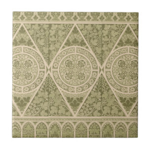 Azulejo Patrón floral de Art Nouveau verde vintage