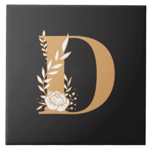 Azulejo Patrón floral de bonito D monograma