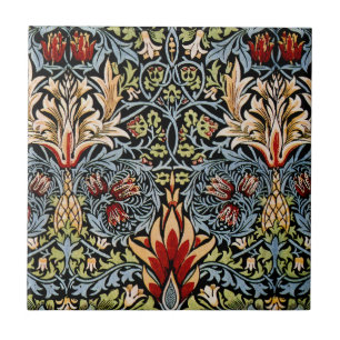Azulejo Patrón floral de cabeza de serpiente de William Mo