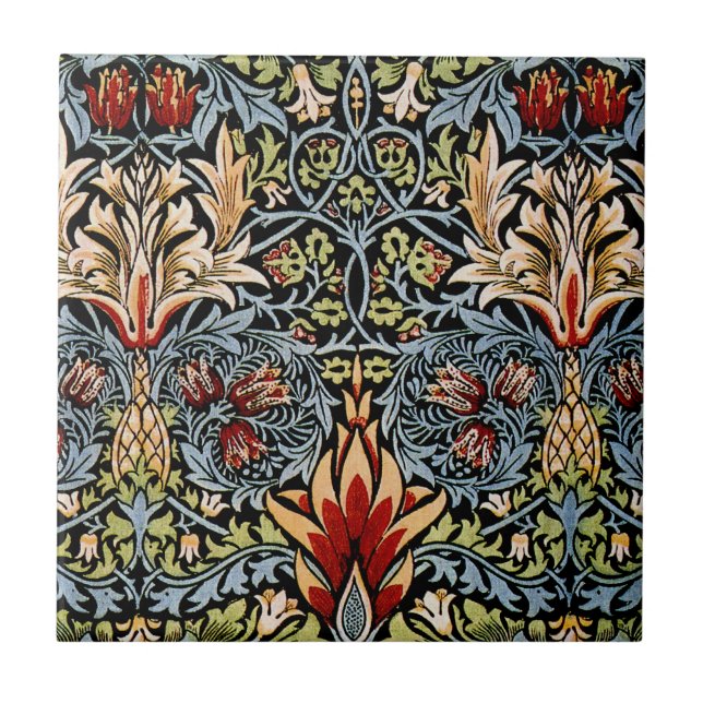 Azulejo Patrón floral de cabeza de serpiente de William Mo (Frente)