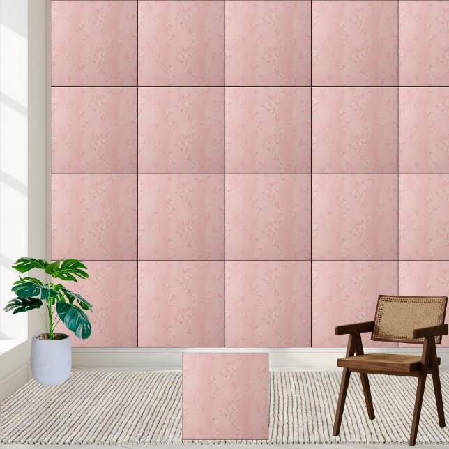 Azulejo Patrón floral de cerezo rosa (Pink Cherry Blossom Floral Pattern Ceramic Tile)