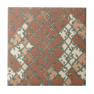 Azulejo Patrón Floral de Enrejado Vintage con Vid