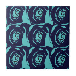 Azulejo Patrón floral de flor azul Rosa de la Marina Azul