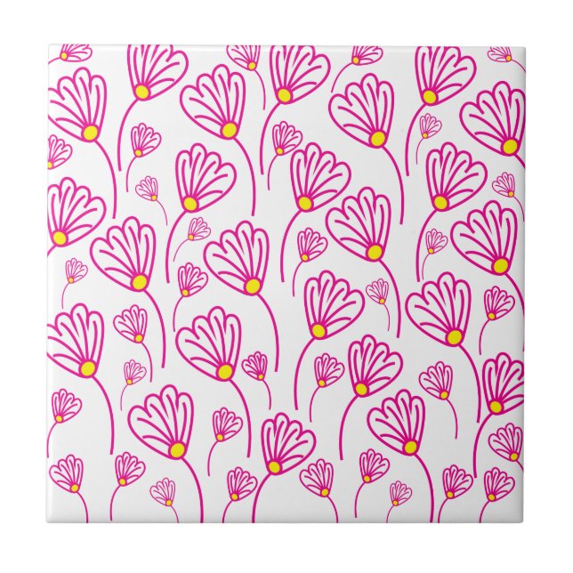 Azulejo Patrón floral de flores de flor rosa (Frente)