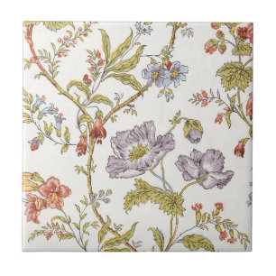 Azulejo Patrón floral de flores vintage bonitas