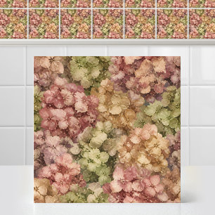 Azulejo Patrón floral de hortensia antigua acuarela