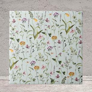 Azulejo Patrón floral de jardín de flores silvestres acuar