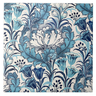Azulejo Patrón floral de la crema azul William Morris