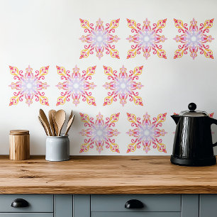 Azulejo Patrón floral de Mandala colorido