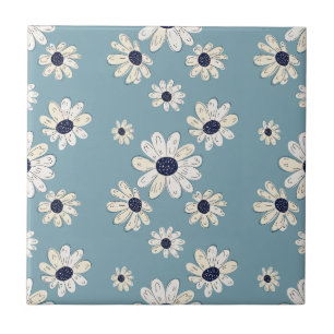Azulejo Patrón floral de margarita minimalista (2)