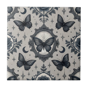 Azulejo Patrón floral de mariposa gótica (2)