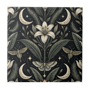 Azulejo Patrón floral de mariposa gótica (5)