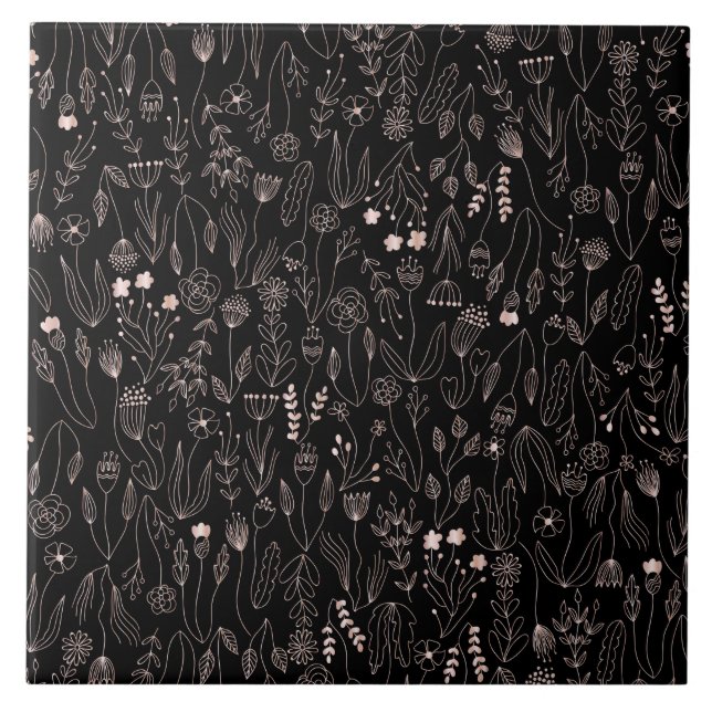 Azulejo Patrón floral de oro de Rosa (Frente)