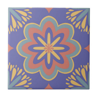 Azulejo Patrón floral de púrpura geométrico vintage modern