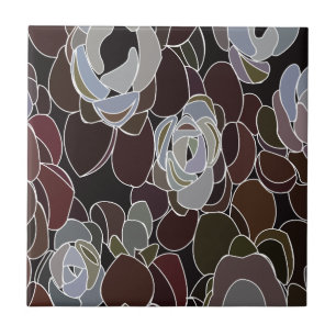 Azulejo Patrón floral de suculentas coloridas