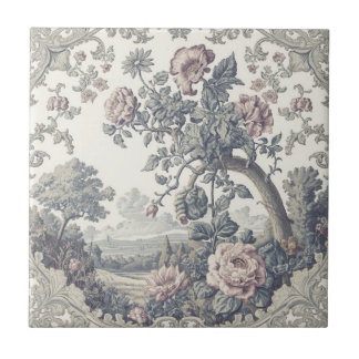 Azulejo Patrón floral de toile francés de granja rústica v