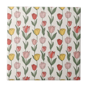 Azulejo Patrón Floral de Tulipán Moderno Botánico Suave Pr
