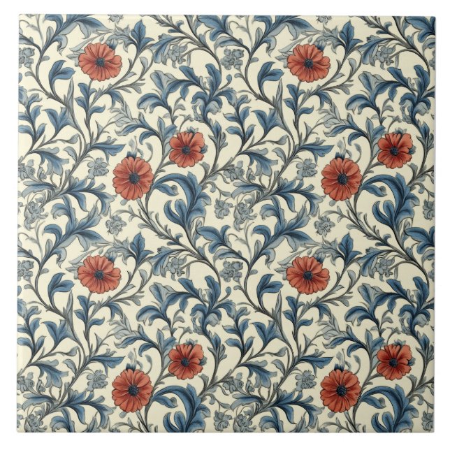 Azulejo Patrón floral de William Morris (Frente)