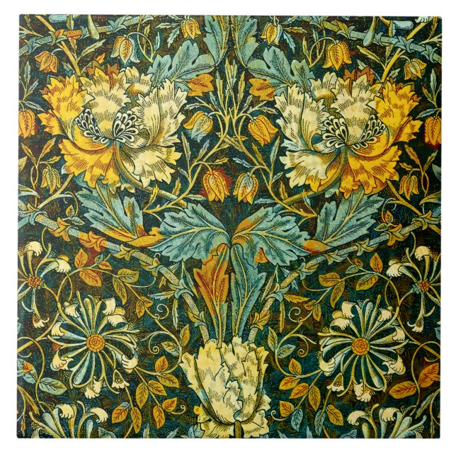 Azulejo Patrón floral de William Morris Antique Honeysuckl (Frente)