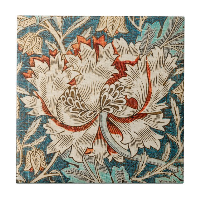 Azulejo Patrón floral de William Morris Antique Honeysuckl (Frente)