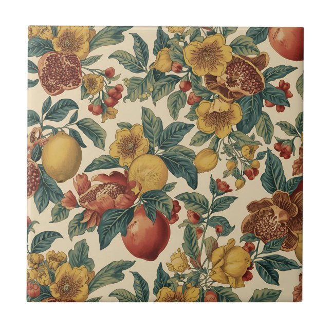 Azulejo Patrón floral de William Morris Fruit Pomegranate (Frente)