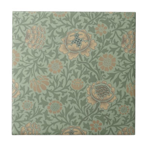 Azulejo Patrón floral de William Morris Grafton en verde s