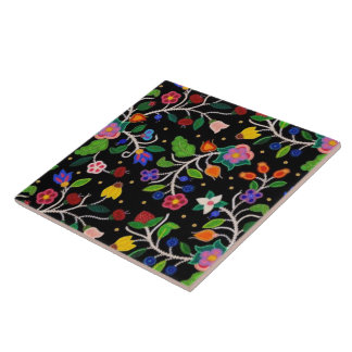 Azulejo Patrón floral de Woodlands Ojibwe nativo americano