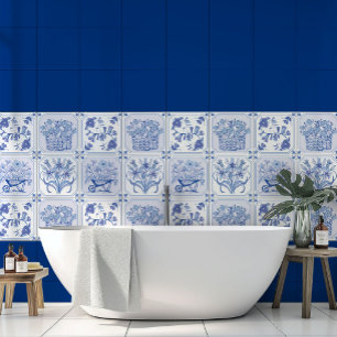 Azulejo Patrón floral Delft azul y blanco