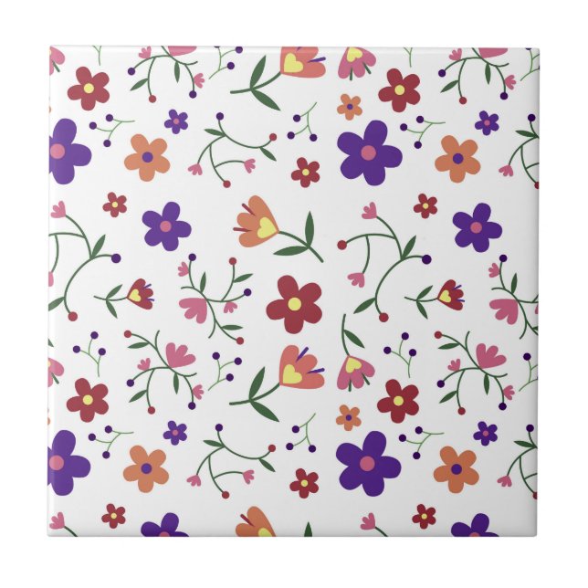 Azulejo Patrón floral dibujado a mano (Frente)