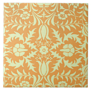 Azulejo Patrón floral, diseño dorado y amarillo pastel,