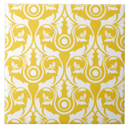 Azulejo Patrón floral elegante amarillo y blanco