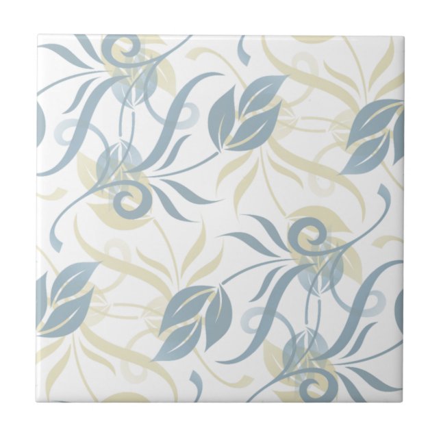 Azulejo Patrón floral en azul pizarra  (Frente)