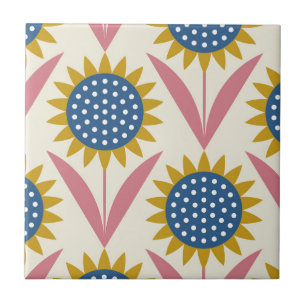 Azulejo Patrón floral escandinavo, estilo retro, centro me