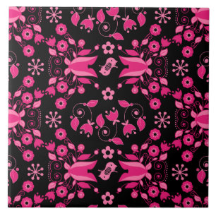 Azulejo Patrón floral escandinavo rosa moderno