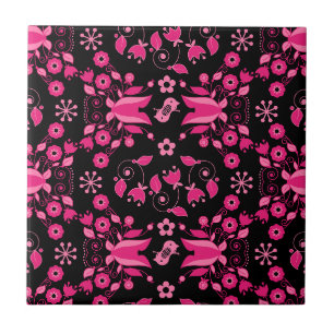 Azulejo Patrón floral escandinavo rosa moderno