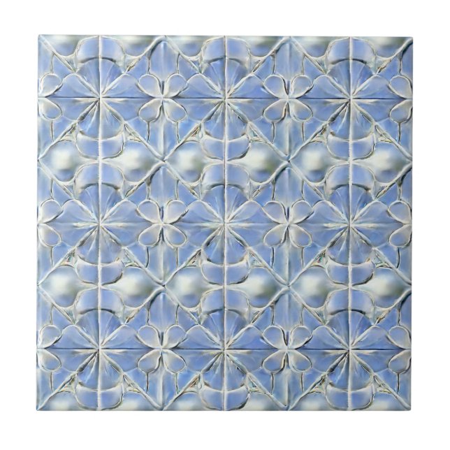 Azulejo Patrón floral estético azul (Frente)