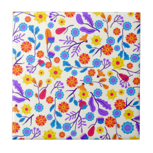 Azulejo Patrón Floral Exótico Colorido-23165