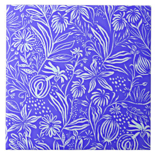 Azulejo Patrón floral favorito, azul periwinkle,