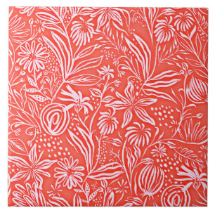 Azulejo Patrón floral favorito, rojo,