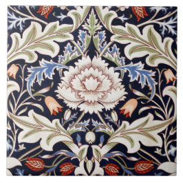 Azulejo Patrón Floral Flores Hermosas Azul Rojo Verde