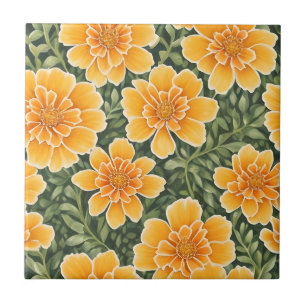Azulejo Patrón floral Flores Marigold