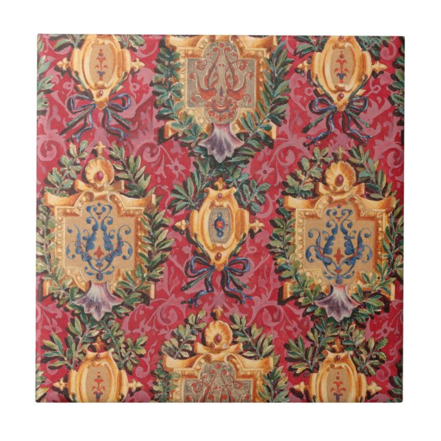 Azulejo Patrón floral francés decorativo antiguo (Frente)