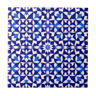 Azulejo Patrón floral geométrico azul marino