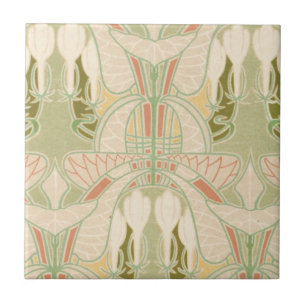 Azulejo patrón floral geométrico bonito art nouveau