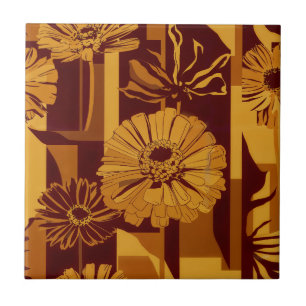 Azulejo Patrón floral geométrico de otoño moderno
