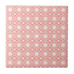 Azulejo Patrón floral geométrico moderno de color blanco c<br><div class="desc">Baldosas de cerámica geométrica moderna de color blanco coral</div>