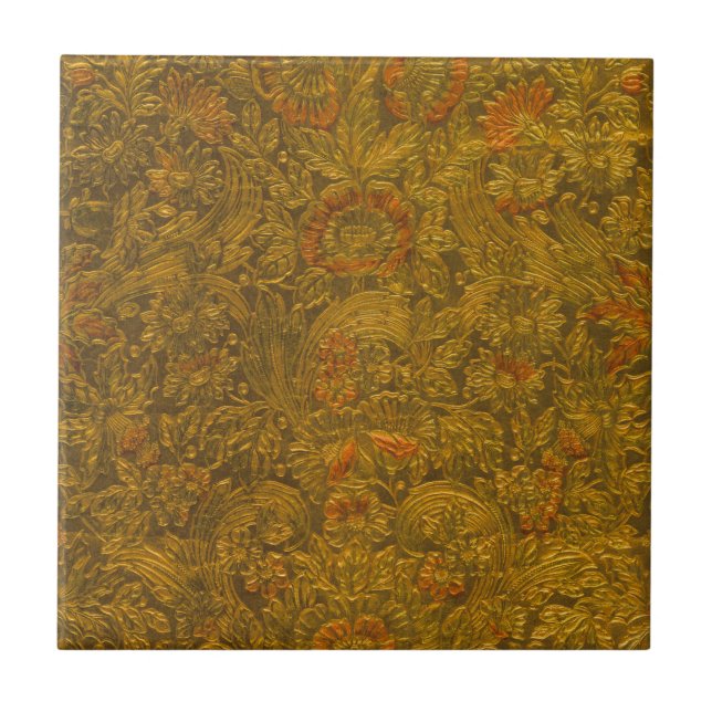 Azulejo Patrón floral Grabado en relieve de Alamante de Vi (Frente)