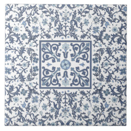 Azulejo Patrón floral gráfico azul