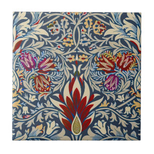 Azulejo Patrón Floral Índigo Vintage de William Morris
