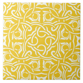Azulejo Patrón floral intrincado elegante amarillo y blanc